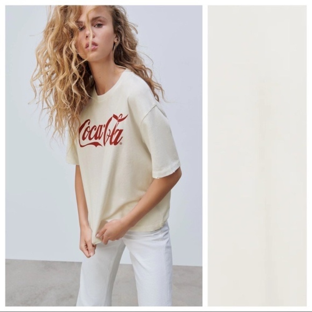 NWT. Zara White COCA-COLA® T-shirt. Size L.